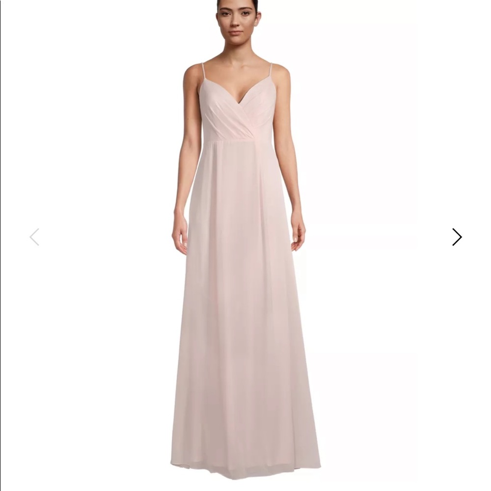 Bill Levkoff Petal Pink Chiffon V-back A-line Dress size Medium
